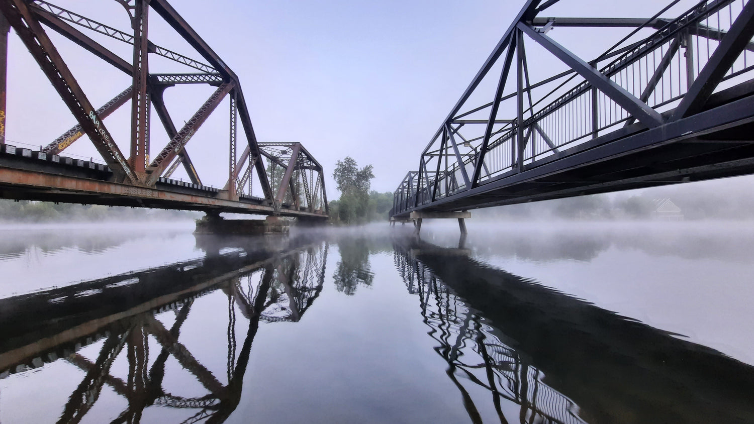 Brume À L’aube Au Pont Noir De Sherbrooke 23 Juillet 2021 (Vue B4) 5H31