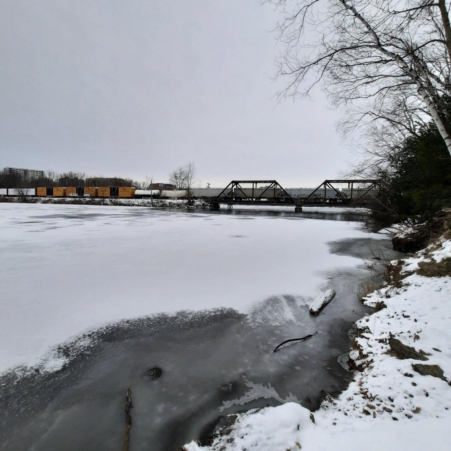 2024-01-06 Le Début De La Glace Sur Rivière Magog (Vue 1)